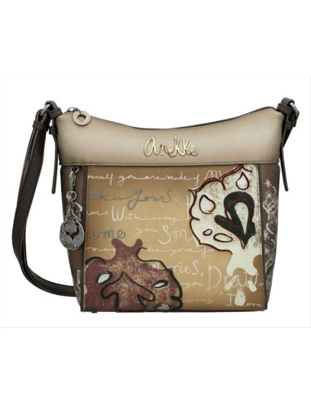 TRACOLLA ANEKKE REAL RICAMO  -Tortora