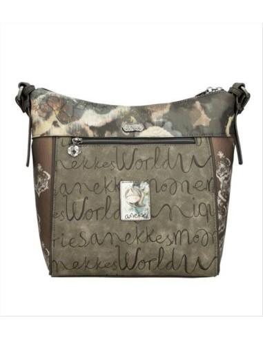 TRACOLLA ANEKKE REAL RICAMO  -Tortora