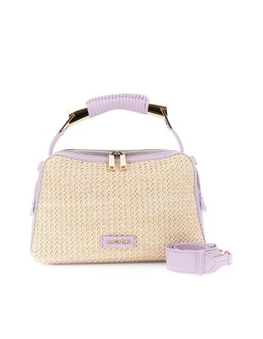 BORSETTA IN RAFIA BEIGE-LILLA
