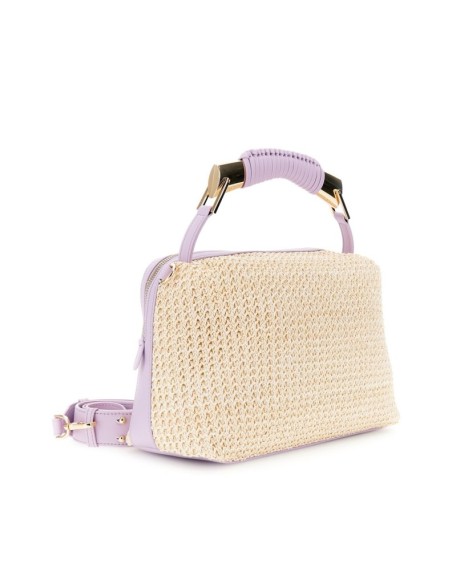 BORSETTA IN RAFIA BEIGE-LILLA