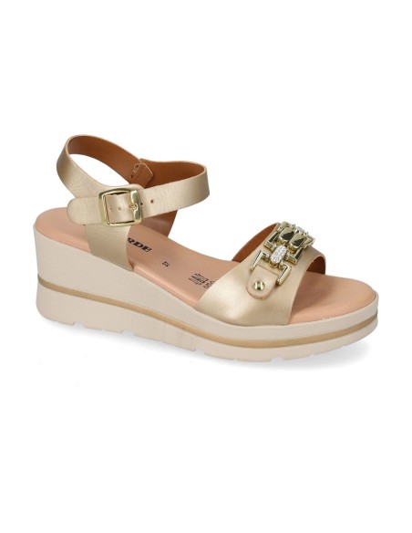SANDALI DA DONNA CON ZEPPA ORO