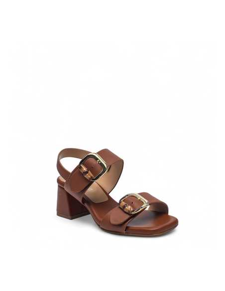 SANDALO IN PELLE TACCO MEDIO