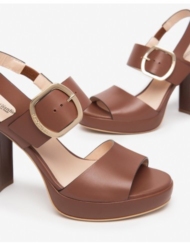 SANDALO TACCO PELLE FIBBIA