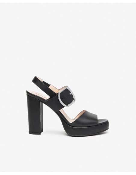 SANDALO TACCO PELLE FIBBIA