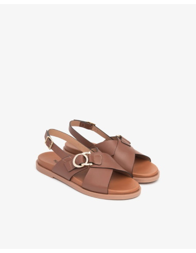 SANDALO BASSO INCROCIO PELLE
