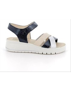 SANDALO INCROCIO BLU-ARGENTO